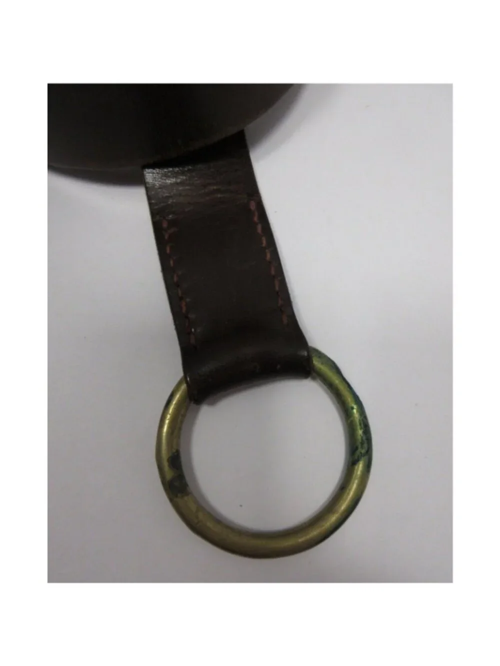 VINTAGE J Press Belt Leather Brass O-Ring Hook Buckle Handsewn *